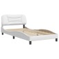 vidaXL Estructura de cama cabecero cuero sintético blanco 100x200 cm