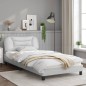 vidaXL Estructura de cama cabecero cuero sintético blanco 100x200 cm