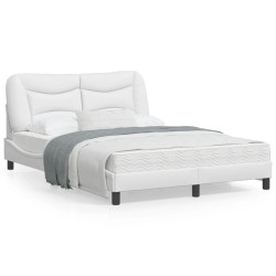 vidaXL Estructura de cama cabecero cuero sintético blanco 120x200 cm