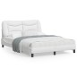 vidaXL Estructura de cama cabecero cuero sintético blanco 120x200 cm