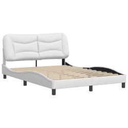 vidaXL Estructura de cama cabecero cuero sintético blanco 120x200 cm