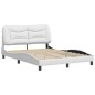 vidaXL Estructura de cama cabecero cuero sintético blanco 120x200 cm