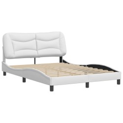 vidaXL Estructura de cama cabecero cuero sintético blanco 140x190 cm