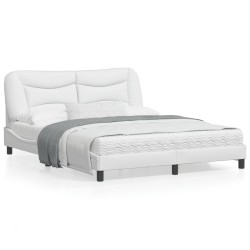 vidaXL Estructura de cama cabecero cuero sintético blanco 160x200 cm