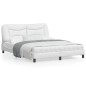 vidaXL Estructura de cama cabecero cuero sintético blanco 160x200 cm
