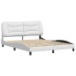 vidaXL Estructura de cama cabecero cuero sintético blanco 160x200 cm