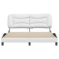 vidaXL Estructura de cama cabecero cuero sintético blanco 160x200 cm