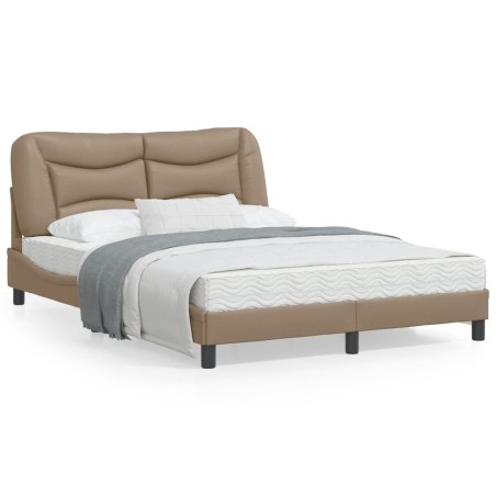 vidaXL Estructura de cama cabecero cuero sintético capuchino 140x200cm
