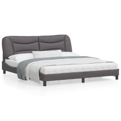 vidaXL Estructura de cama con cabecero cuero sintético gris 180x200cm