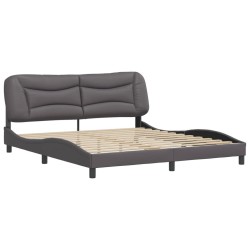 vidaXL Estructura de cama con cabecero cuero sintético gris 180x200cm