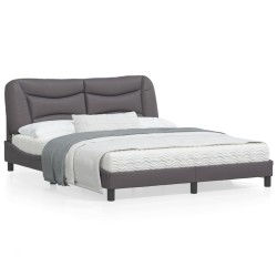 vidaXL Estructura de cama con cabecero cuero sintético gris 160x200cm