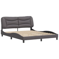 vidaXL Estructura de cama con cabecero cuero sintético gris 160x200cm