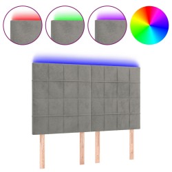 vidaXL Cabecero con luces LED terciopelo gris claro 144x5x118/128 cm