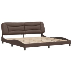 vidaXL Estructura de cama cabecero cuero sintético marrón 200x200 cm