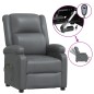 vidaXL Sillón de masaje de cuero sintético gris antracita