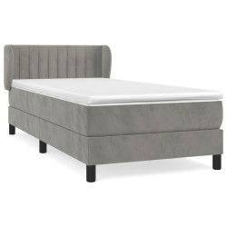vidaXL Cama box spring con colchón terciopelo gris claro 90x190 cm