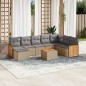 vidaXL Set de sofás de jardín 9 pzas con cojines ratán sintético beige vidaXL Set de sofás de jardín 9 pzas con cojines ratán sintético beige