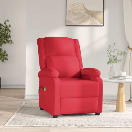 vidaXL Sillón de masaje eléctrico cuero sintético rojo