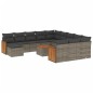 vidaXL Set sofás de jardín con cojines 13 piezas ratán sintético gris vidaXL Set sofás de jardín con cojines 13 piezas ratán sintético gris