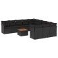vidaXL Set de sofás de jardín 12 piezas cojines ratán sintético negro vidaXL Set de sofás de jardín 12 piezas cojines ratán sintético negro