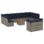 vidaXL Set sofás de jardín con cojines 13 piezas ratán sintético gris vidaXL Set sofás de jardín con cojines 13 piezas ratán sintético gris
