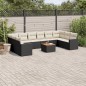 vidaXL Set de sofás de jardín 11 pzas y cojines ratán sintético negro vidaXL Set de sofás de jardín 11 pzas y cojines ratán sintético negro