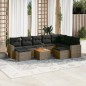 vidaXL Set de sofás de jardín 10 pzas con cojines ratán sintético gris vidaXL Set de sofás de jardín 10 pzas con cojines ratán sintético gris