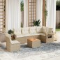 vidaXL Set sofás de jardín 7 piezas y cojines ratán sintético beige vidaXL Set sofás de jardín 7 piezas y cojines ratán sintético beige
