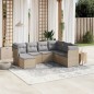 vidaXL Juego de sofás jardín con cojines beige mezcla 7 pzas ratán PE vidaXL Juego de sofás jardín con cojines beige mezcla 7 pzas ratán PE