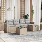 vidaXL Juego de sofás jardín con cojines beige mezcla 6 pzas ratán PE vidaXL Juego de sofás jardín con cojines beige mezcla 6 pzas ratán PE