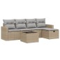vidaXL Juego de sofás jardín con cojines beige mezcla 6 pzas ratán PE vidaXL Juego de sofás jardín con cojines beige mezcla 6 pzas ratán PE