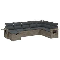 vidaXL Set de sofás de jardín 8 pzas y cojines ratán sintético gris