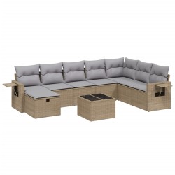 vidaXL Juego de sofás jardín con cojines beige mezcla 9 pzas ratán PE