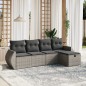 vidaXL Juego de sofás jardín con cojines 5 pzas ratán sintético gris