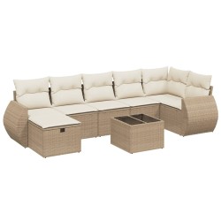 vidaXL Juego de sofás de jardín con cojines beige 8 pzas ratán PE