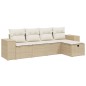 vidaXL Juego de sofás jardín con cojines 5 pzas ratán sintético beige vidaXL Juego de sofás jardín con cojines 5 pzas ratán sintético beige