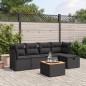 vidaXL Set de sofás de jardín 6 piezas y cojines ratán sintético negro