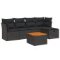 vidaXL Set de sofás de jardín 6 piezas y cojines ratán sintético negro