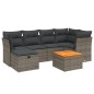 vidaXL Set de sofás de jardín 7 piezas con cojines ratán PE gris