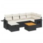 vidaXL Set de comedor de jardín 7 pzas y cojines ratán sintético negro