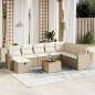 vidaXL Set de sofás de jardín 9 pzas con cojines ratán sintético beige vidaXL Set de sofás de jardín 9 pzas con cojines ratán sintético beige