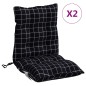 vidaXL Cojines de silla respaldo bajo 2 uds tela Oxford cuadros negro