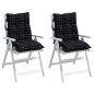 vidaXL Cojines de silla respaldo bajo 2 uds tela Oxford cuadros negro