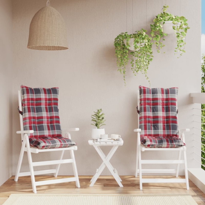 vidaXL Cojines para silla respaldo alto 2 uds tela Oxford cuadros rojo vidaXL Cojines para silla respaldo alto 2 uds tela Oxford cuadros rojo