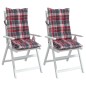 vidaXL Cojines para silla respaldo alto 2 uds tela Oxford cuadros rojo vidaXL Cojines para silla respaldo alto 2 uds tela Oxford cuadros rojo