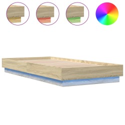 vidaXL Estructura de cama con luces LED roble Sonoma 90x200 cm