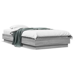 vidaXL Estructura de cama con luces LED gris Sonoma 75x190 cm