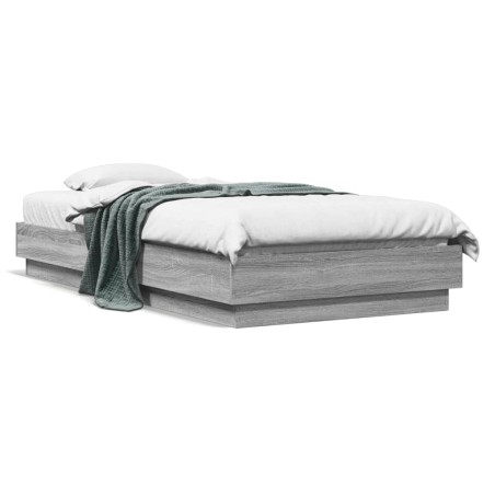 vidaXL Estructura de cama con luces LED gris Sonoma 75x190 cm