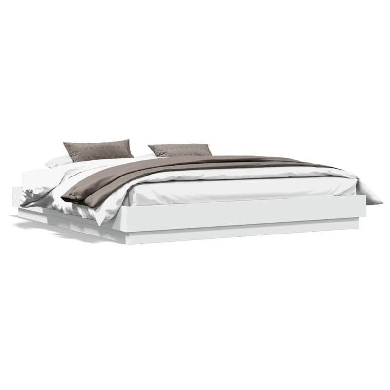 vidaXL Estructura de cama con luces LED blanco 200x200 cm vidaXL Estructura de cama con luces LED blanco 200x200 cm