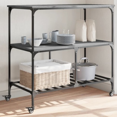 vidaXL Carrito de cocina madera ingeniería gris Sonoma 100x50x95 cm